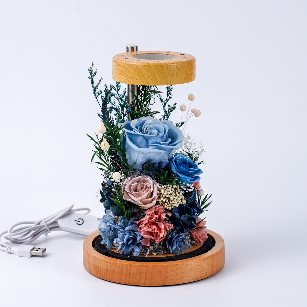 (Missing Phase) The Flora Sanctuary | Warm-Glow Everlasting Rose Glass Dome Night Light