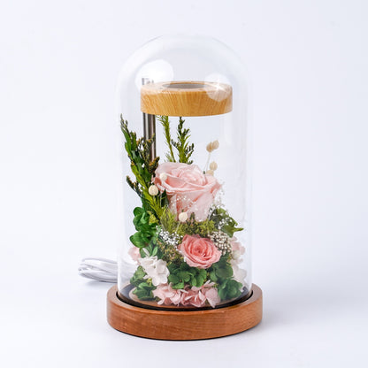 (Missing Phase) The Flora Sanctuary | Warm-Glow Everlasting Rose Glass Dome Night Light