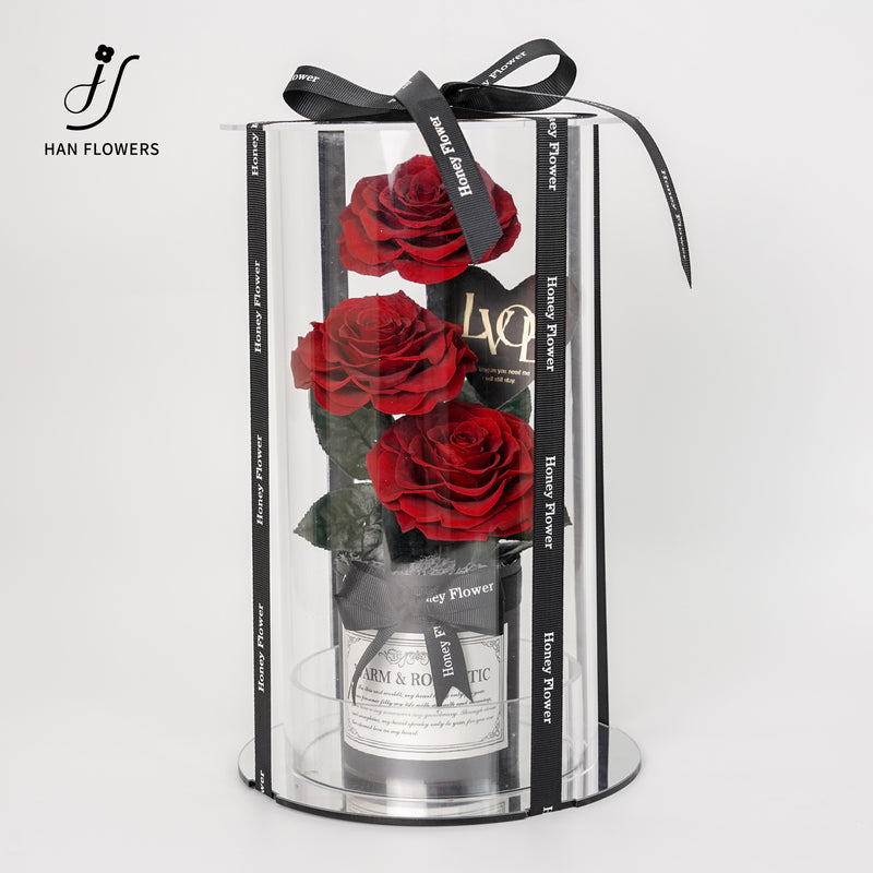 緋紅之約 The Crimson Vow | 現代圓筒永生紅玫瑰禮盒 | HAN FLOWERS