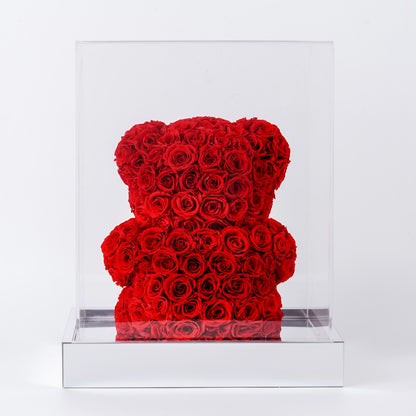 玫瑰熊・擁抱心意 (A Floral Embrace)｜紅玫瑰小熊造型花藝禮盒