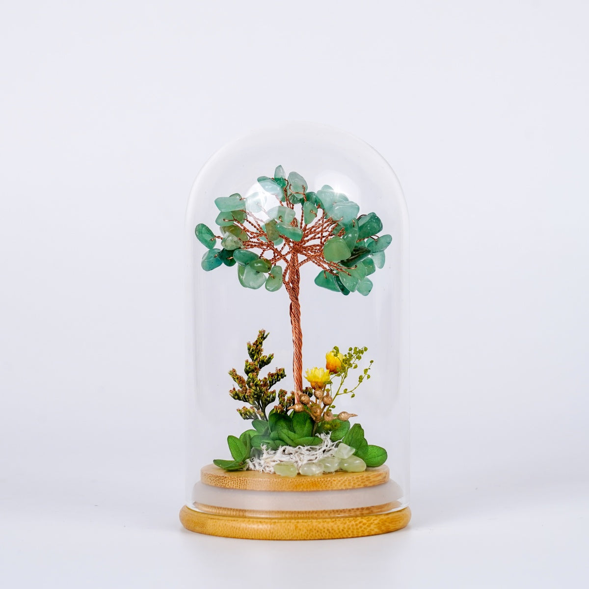 水晶樹永生花玻璃罩系列 (Crystal Tree Preserved Flower Dome Series) | 天然水晶與永生花的恆久祝福