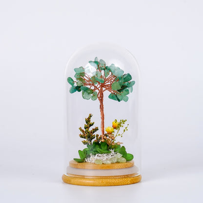 水晶樹永生花玻璃罩系列 (Crystal Tree Preserved Flower Dome Series) | 天然水晶與永生花的恆久祝福
