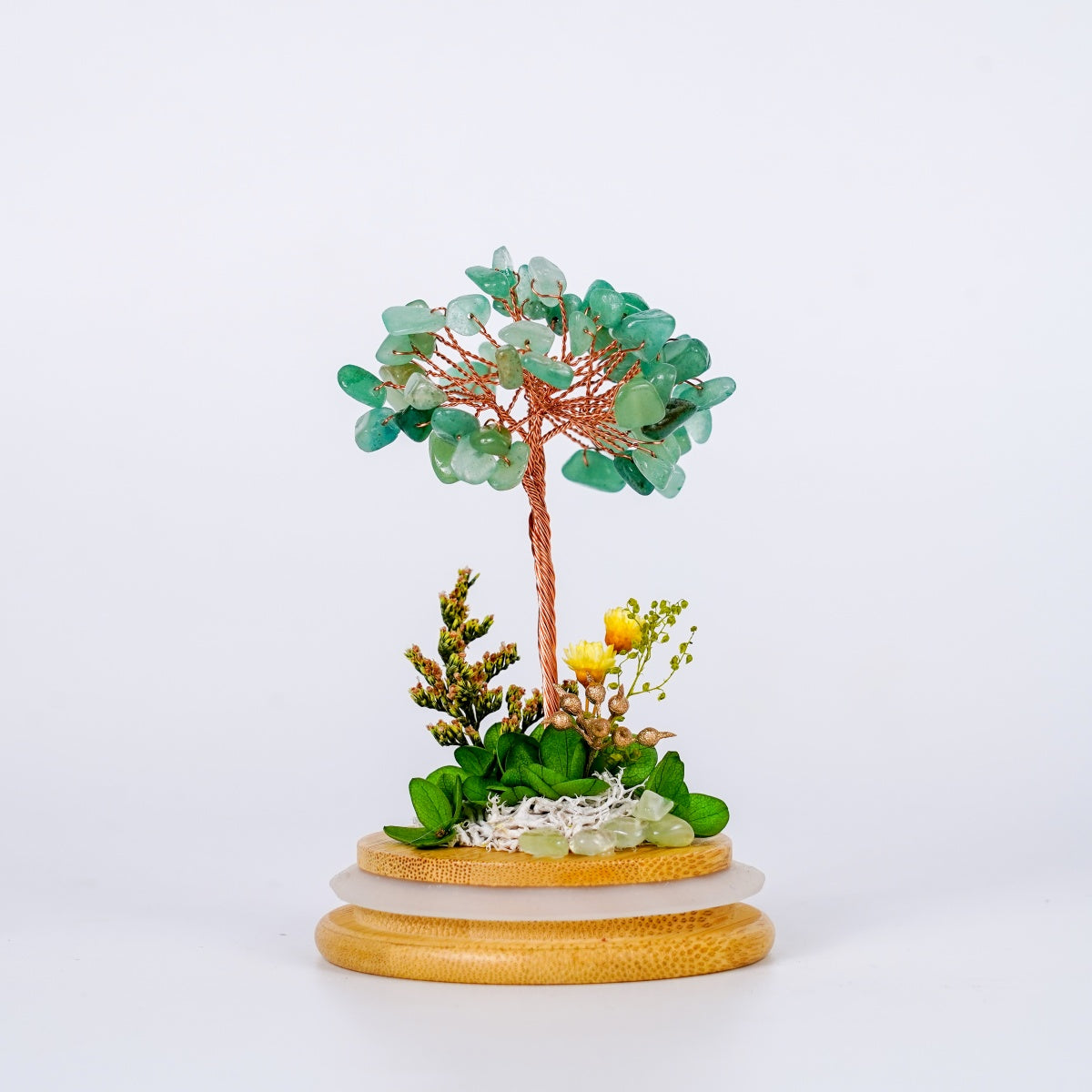 水晶樹永生花玻璃罩系列 (Crystal Tree Preserved Flower Dome Series) | 天然水晶與永生花的恆久祝福