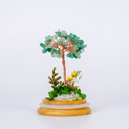 水晶樹永生花玻璃罩系列 (Crystal Tree Preserved Flower Dome Series) | 天然水晶與永生花的恆久祝福
