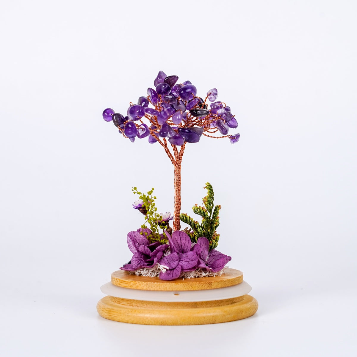 水晶樹永生花玻璃罩系列 (Crystal Tree Preserved Flower Dome Series) | 天然水晶與永生花的恆久祝福