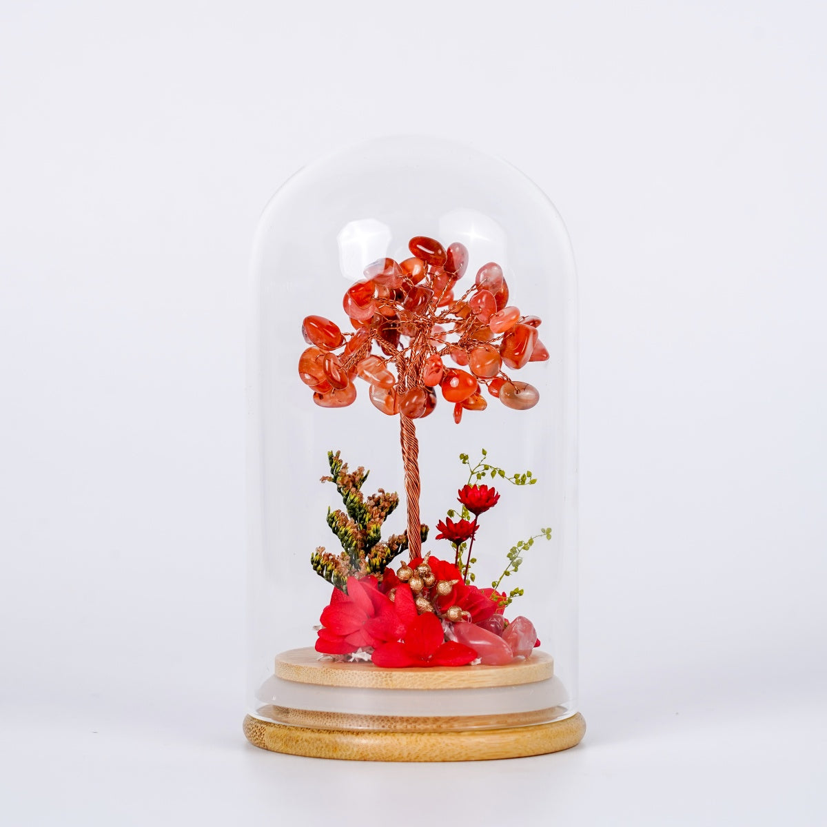 水晶樹永生花玻璃罩系列 (Crystal Tree Preserved Flower Dome Series) | 天然水晶與永生花的恆久祝福