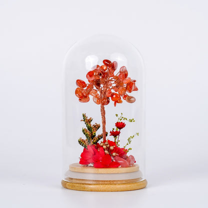 水晶樹永生花玻璃罩系列 (Crystal Tree Preserved Flower Dome Series) | 天然水晶與永生花的恆久祝福