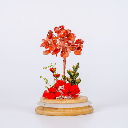 水晶樹永生花玻璃罩系列 (Crystal Tree Preserved Flower Dome Series) | 天然水晶與永生花的恆久祝福