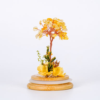 水晶樹永生花玻璃罩系列 (Crystal Tree Preserved Flower Dome Series) | 天然水晶與永生花的恆久祝福
