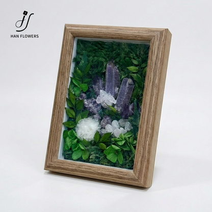 Serene Purple Amethyst Preserved Flower Photo Frame Ornament