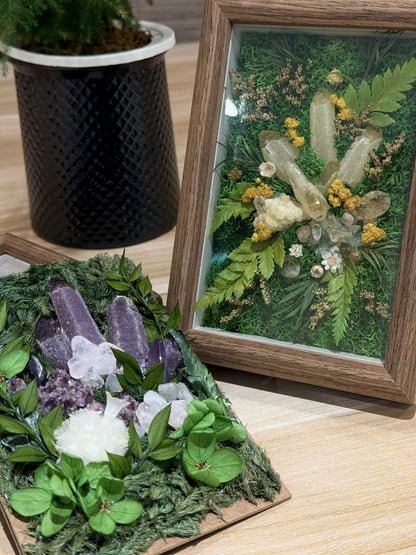 Serene Purple Amethyst Preserved Flower Photo Frame Ornament