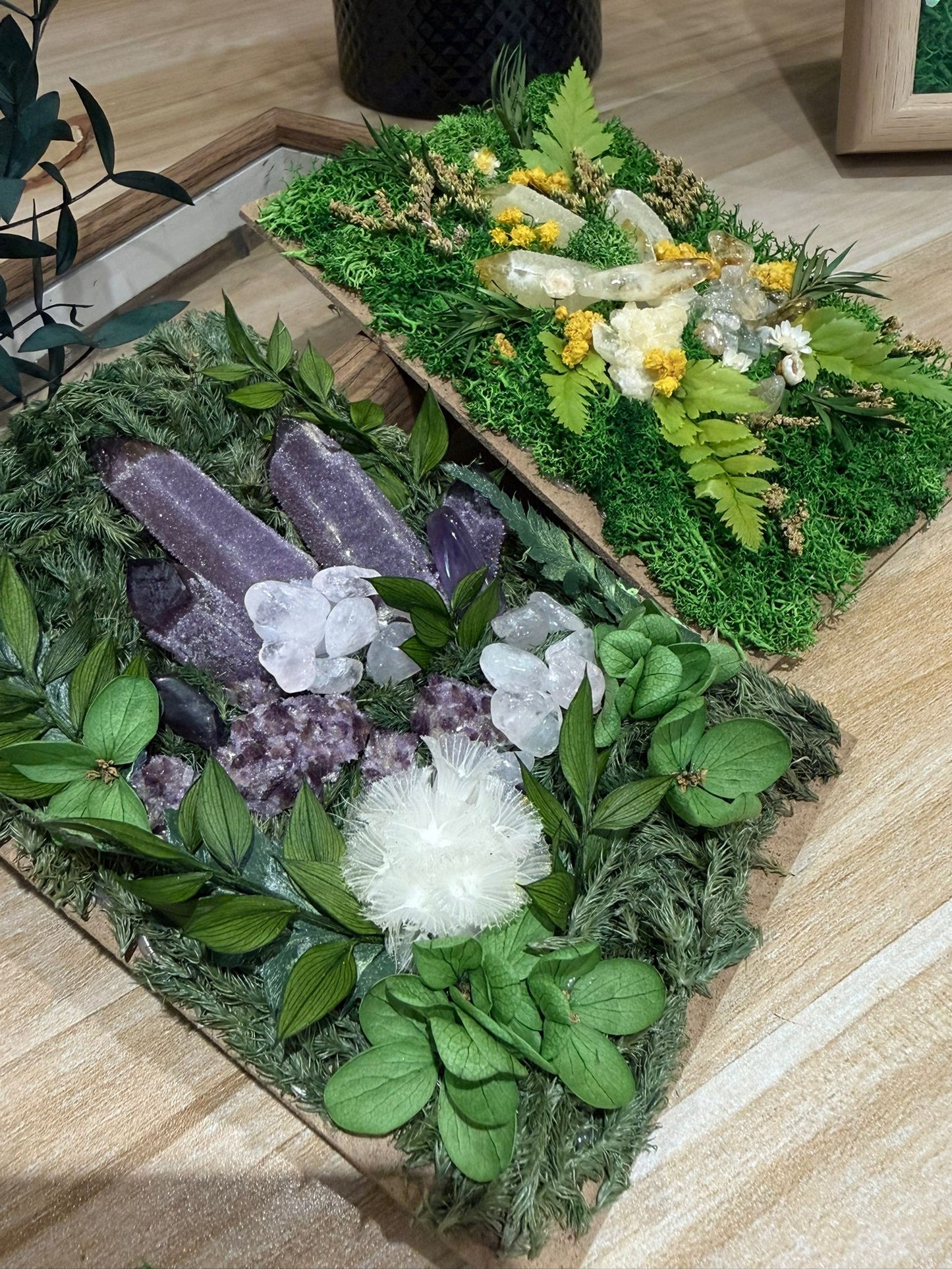 Serene Purple Amethyst Preserved Flower Photo Frame Ornament